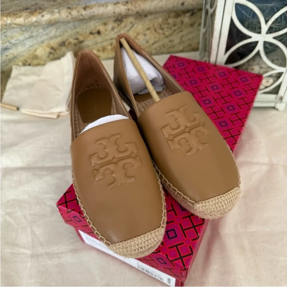 New Tory Burch DESCRIPTION EVERLY LEATHER ESPADRILLE NEVADA RETRO tiramisu